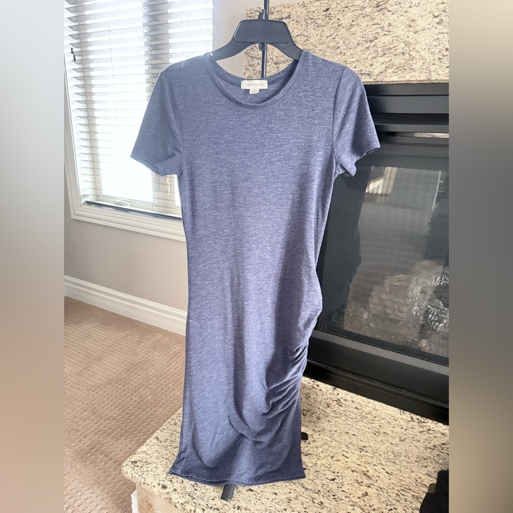 Treasure & Bond Heathered Blue Ruched Midi Dress